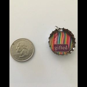 OOAK‎ colorful rustic bottlecap pendant